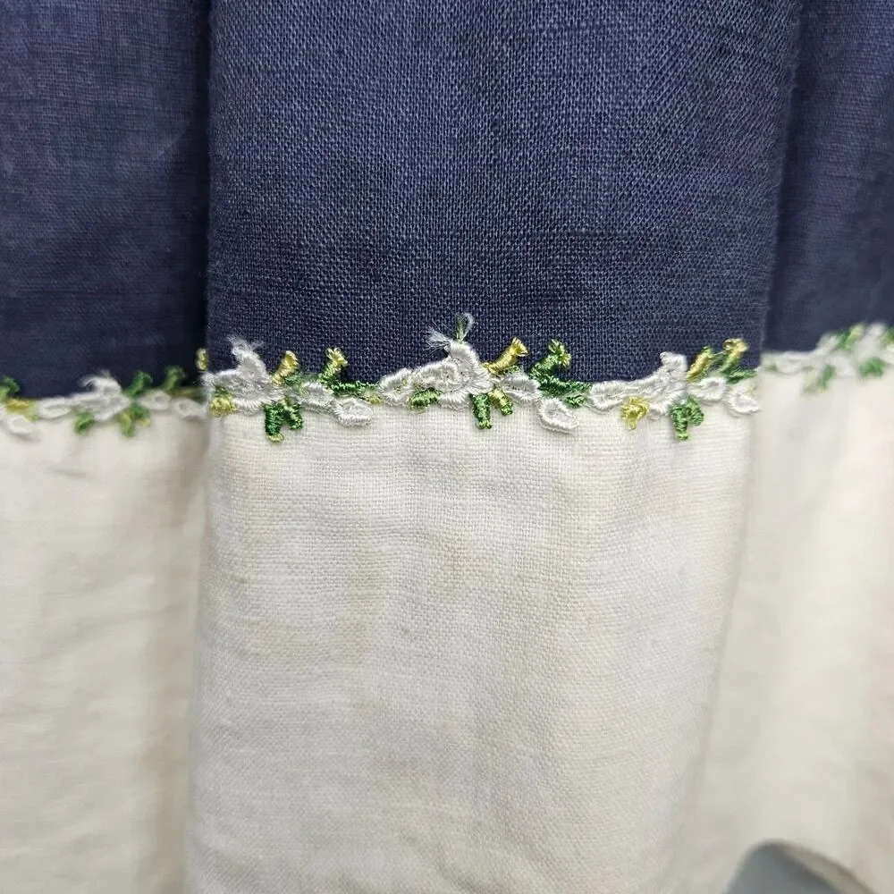 HARTSTRINGS Girls Dress Size 5 Linen Blend Blue Back Tie and Buttons Sleeveless